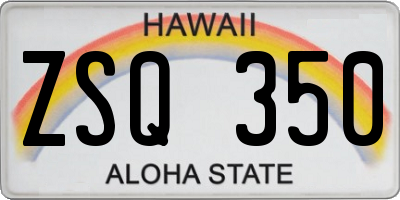 HI license plate ZSQ350