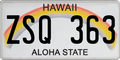 HI license plate ZSQ363