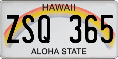 HI license plate ZSQ365
