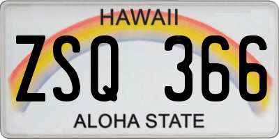 HI license plate ZSQ366
