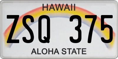 HI license plate ZSQ375