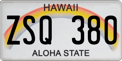 HI license plate ZSQ380
