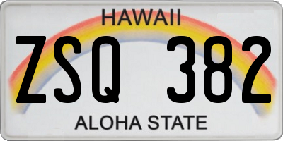 HI license plate ZSQ382
