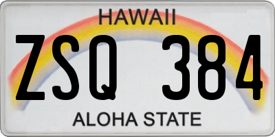 HI license plate ZSQ384