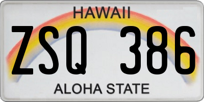 HI license plate ZSQ386