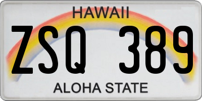 HI license plate ZSQ389