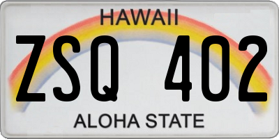 HI license plate ZSQ402