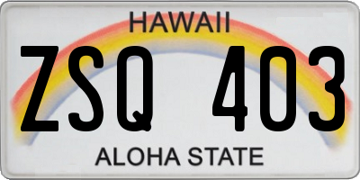 HI license plate ZSQ403
