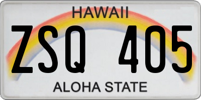 HI license plate ZSQ405
