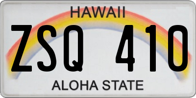 HI license plate ZSQ410