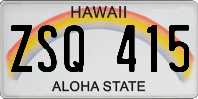 HI license plate ZSQ415
