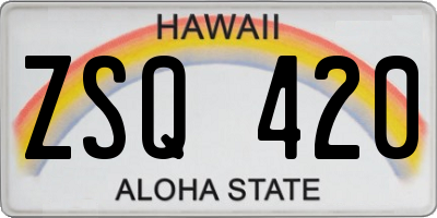 HI license plate ZSQ420