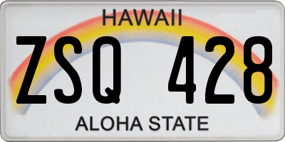 HI license plate ZSQ428