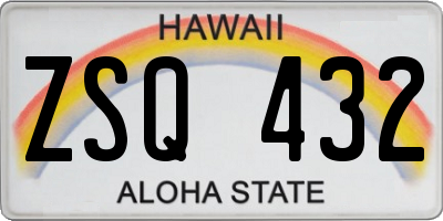 HI license plate ZSQ432