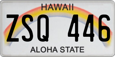 HI license plate ZSQ446