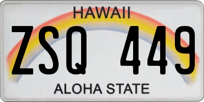 HI license plate ZSQ449