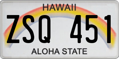 HI license plate ZSQ451
