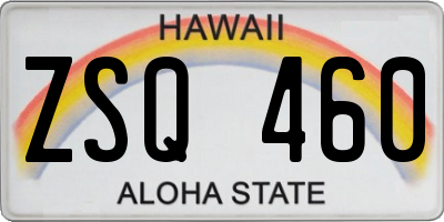 HI license plate ZSQ460