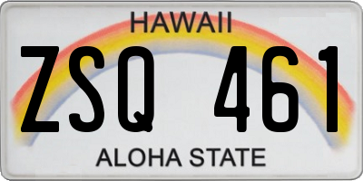 HI license plate ZSQ461