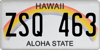HI license plate ZSQ463
