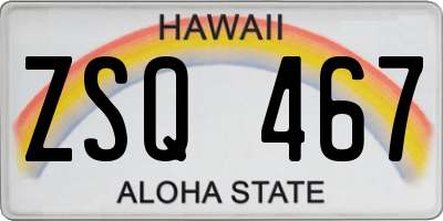 HI license plate ZSQ467