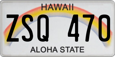HI license plate ZSQ470