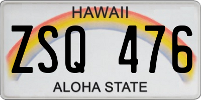 HI license plate ZSQ476