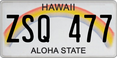 HI license plate ZSQ477