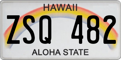 HI license plate ZSQ482
