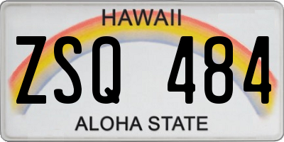 HI license plate ZSQ484