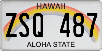 HI license plate ZSQ487