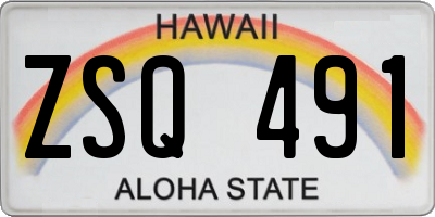 HI license plate ZSQ491