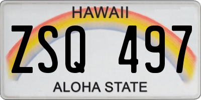HI license plate ZSQ497