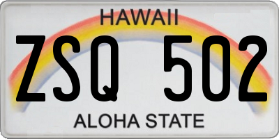 HI license plate ZSQ502