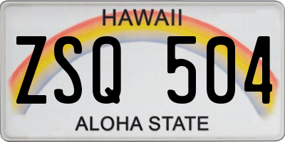 HI license plate ZSQ504