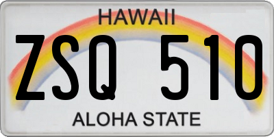 HI license plate ZSQ510