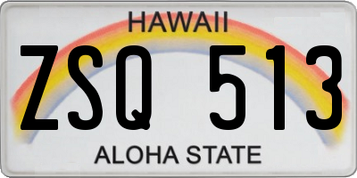 HI license plate ZSQ513