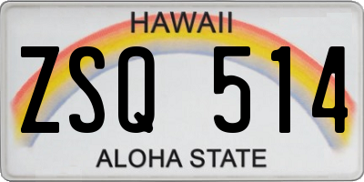 HI license plate ZSQ514