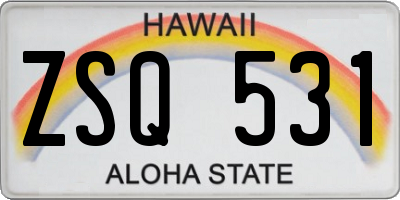 HI license plate ZSQ531