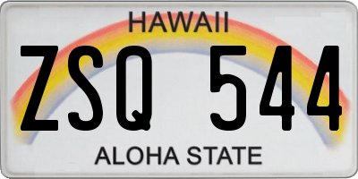 HI license plate ZSQ544