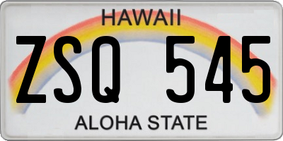 HI license plate ZSQ545