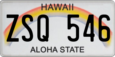 HI license plate ZSQ546