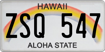 HI license plate ZSQ547