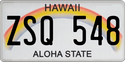 HI license plate ZSQ548