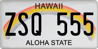 HI license plate ZSQ555