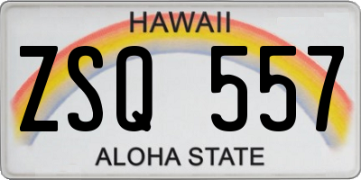 HI license plate ZSQ557
