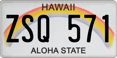 HI license plate ZSQ571