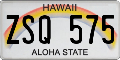 HI license plate ZSQ575