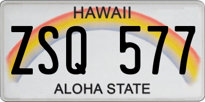 HI license plate ZSQ577