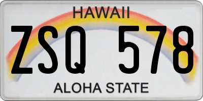HI license plate ZSQ578